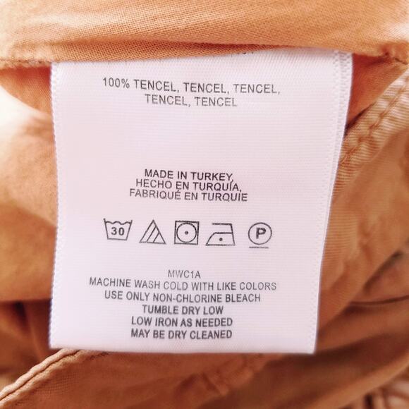 Maeve Anthropologie Button Front A-Line Midi Skirt Tie Waist Windsor Tan Size 0 - Picture 6 of 6